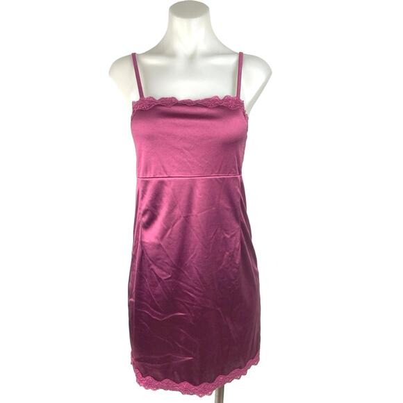 Cotton On Purple Lace Spaghetti Silk Satin Sleeveless Mini Cami Slip Dress Sz S - Picture 2 of 6